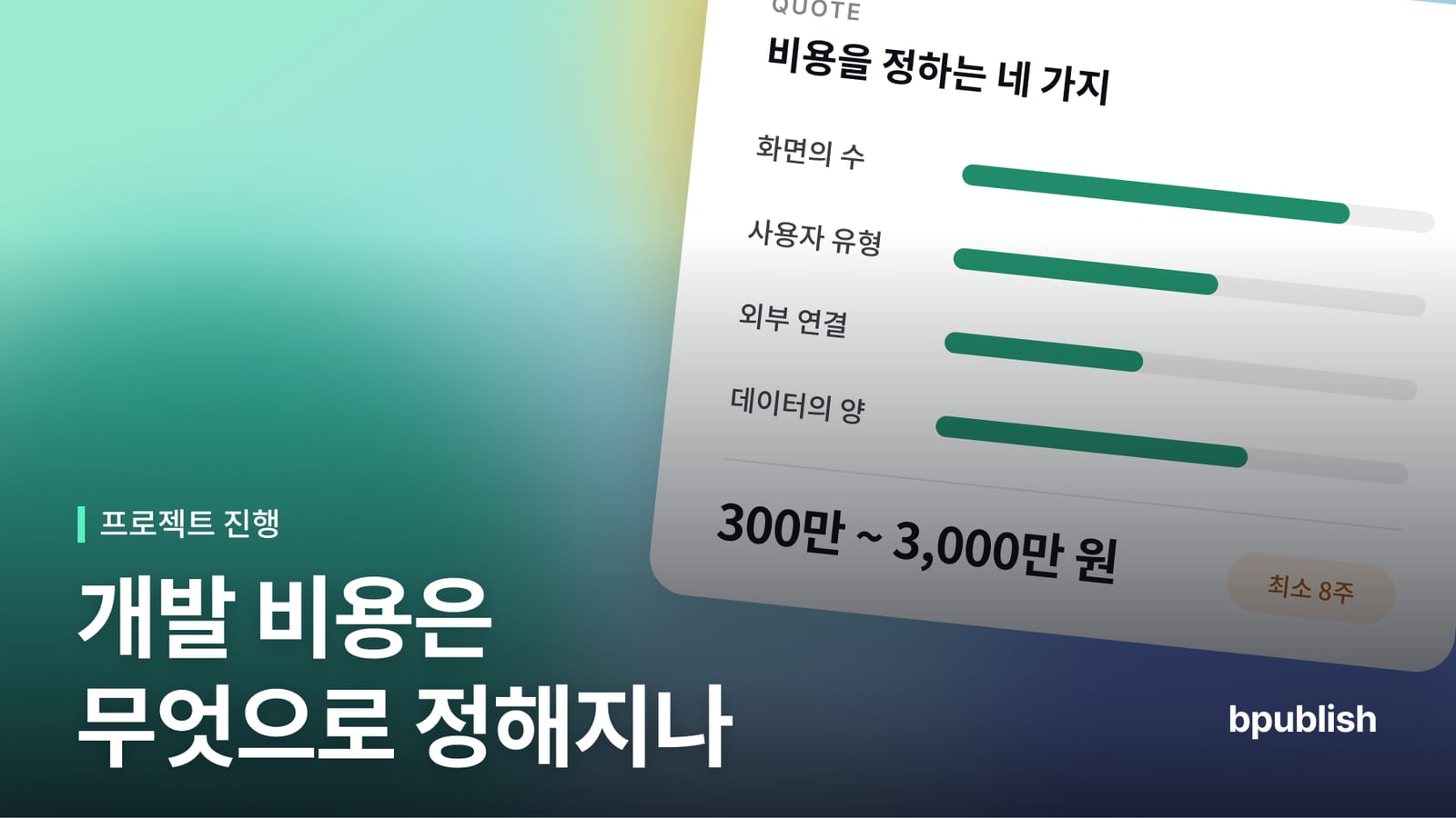 비퍼블리시(bpublish) 블로그 글 「웹·앱 개발 비용은 무엇으로 정해지나」 썸네일